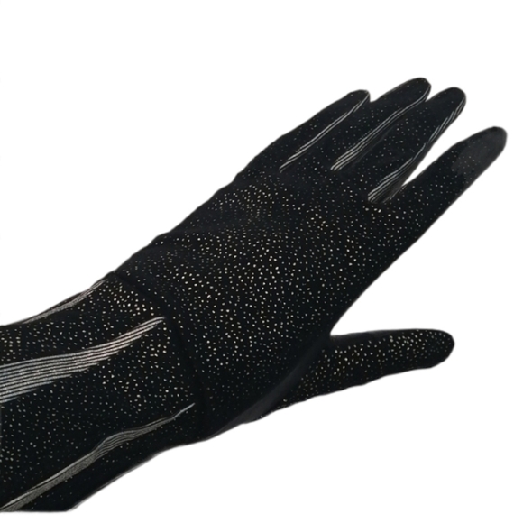 Vintage Carlos Falchi Black Silver Leather Gloves - Picture 3 of 12